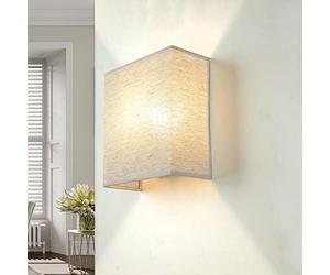 Licht-Erlebnisse Applique per interni Alice rettangolare stile moderno design loft paralume in stoffa grigio chiaro E27 per camera da letto soggiorno corridoio