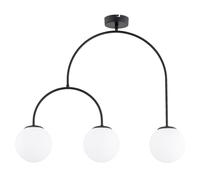 Licht-Erlebnisse Elido Deckenleuchte 3 Luci Vetro Nero Bianco E14 L:700 mm