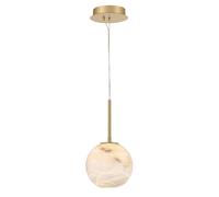 Licht-Erlebnisse Erland Lampada a Sospensione LED Pendente Ø20,3 cm Oro/ Bianco