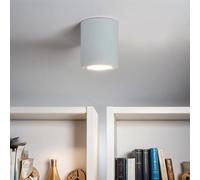 Licht-Erlebnisse Faretto da superficie in metallo bianco corridoio cucina soggiorno 9 cm rotondo E27 semplice plafoniera moderna dal design Bauhaus DOWNLIGHT
