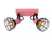 Licht-Erlebnisse Fivon Kinder Soffitto Spot Rosa/Nero E27 2 Luci, L:24,5 cm