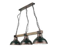 Gustosa lampada a sospensione in rame antichi colori legno vecchio stile vintage 3x E27 fino a 60 Watt 230V metallo e legno cucina pranzo sala da pranzo lampada a sospensione interno
