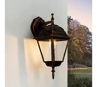 Licht-Erlebnisse Lampada a muro per esterni Tirol a forma di lanterna color rame anticato IP44 resistente alla pioggia Applique ideale per il giardino E27