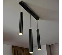 Licht-Erlebnisse Lampada a sospensione con cilindro in metallo nero 3 luci GU10 intercambiabile larghezza: 62 cm per sala da pranzo cucina lampada a sospensione lampada a sospensione interni