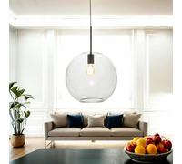 Licht-Erlebnisse Lampada a sospensione in cavo di vetro nero D: 35cm E27 intercambiabile per soggiorno camera da letto corridoio lampada a sospensione lampada a sospensione soffitto interno