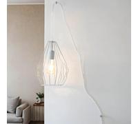 Licht-Erlebnisse Lampada a sospensione per interni Ohla design moderno color grigio con spina paralume in metallo E27 ideale per tavolo da pranzo e soggiorno