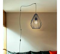 Licht-Erlebnisse Lampada a sospensione per interni Ohla design moderno color nero con spina paralume in metallo E27 ideale per tavolo da pranzo e soggiorno