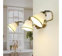 Licht-Erlebnisse Lampada da parete Art Nouveau bagno, bronzo, lampada da parete a specchio, lampada a specchio, orientabile, basso abbagliamento, vetro, 3 fiamme, E14, L:70 cm, lampada da bagno