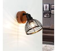 Lampada da parete con braccio dal design retrò Faretto Spot regolabile in legno e metallo E14 ideale per camera da letto, soggiorno