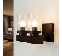 Licht-Erlebnisse Lampada da parete d'epoca per interni Creag design vintage in legno nero con fantasia a gocce su vetro 2xE27 ideale in soggiorno, corridoio