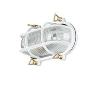 Licht-Erlebnisse Lampada Da Parete Per Esterni In Ottone Bianco Vetro Ondulato IP64 Resistente Alle Intemperie Solido Maritim E27 Lampada Da Esterno Balcone Porta Anteriore Cortile Terrazza Esterna