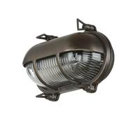 Licht-Erlebnisse Lampada da esterno da parete Maritime Nero Ottone Massiccio Anticato Vetro IP64 L: 21 cm H: 13 cm E27 Lampada da parete Lampada da giardino Lampada da nave