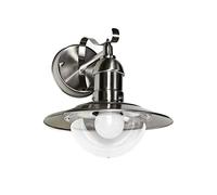 Licht-Erlebnisse Lampada da parete per esterno in metallo vetro artistico in argento IP44 giardino terrazza L: 24 cm E27 Lampada da parete per esterno rustica marittima balcone OSLO