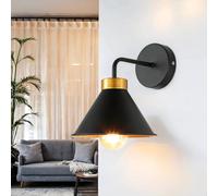Licht-Erlebnisse Lampada da parete per interni in metallo nero e oro E27 L: 20 cm Prodotto UE loft industriale soggiorno corridoio camera da letto lampada da parete