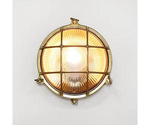 Licht-Erlebnisse Lampada da parete Serifos in ottone stile marittimo vintage a forma di oblò E27 IP64 diametro 21cm per giardino, cortile, terrazzo