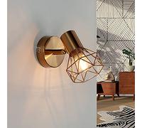 Licht-Erlebnisse Lampada da parete spot in metallo in ottone vintage retrò per interni compatto corridoio soggiorno camera da letto E14 applique da parete a gabbia