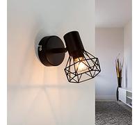 Licht-Erlebnisse Lampada da parete spot in metallo nero vintage retrò per interni compatto corridoio soggiorno camera da letto E14 applique da parete a gabbia