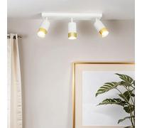 Lampada da soffitto bianca, oro, faretto da soffitto a 3 fiamme, lampada spot da soffitto, flessibile, L:39,5 cm, mirata, cucina, corridoio, plafoniera GU10
