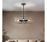 Licht-Erlebnisse Lampada da soffitto in metallo retrò in nero 5x E27 paralume aperto tavolo da pranzo soggiorno plafoniera