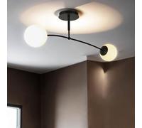 Licht-Erlebnisse Lampada da soffitto sferica in vetro, metallo, nero, bianco, sala da pranzo, soggiorno, camera da letto, E14, 2 luci, L:60 cm, plafoniera XL