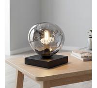 Licht-Erlebnisse Lampada Da Tavolo In Vetro Metallo Nera Argento E14 17,5 cm