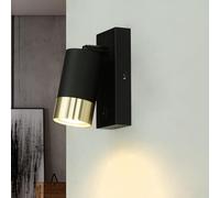 Licht-Erlebnisse Piccola lampada da parete con interruttore, applique da interno nero, oro, spot da parete, camera da letto, GU10, D:6 cm, regolabile, accentuata, soggiorno, lampada da parete cucina