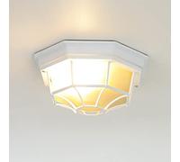 Licht-Erlebnisse Lampada da esterno rustica da soffitto rustico lampada da esterno in bianco E27 a 60W IP44 per l'illuminazione della lampada da esterno del cortile del giardino soffitto