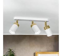 Licht-Erlebnisse Plafoniera faretto in metallo color oro bianco a 3 luci GU10 mobile L: 35 cm girevole corridoio cucina soggiorno Lampada da soffitto scandinava spot