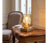 Licht-Erlebnisse Tischlampe Da Comodino Oro Ambra Metallo Vetro 17,5cm E14