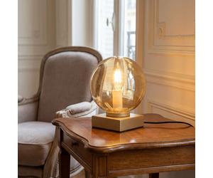 Licht-Erlebnisse Tischlampe Da Comodino Oro Ambra Metallo Vetro 17,5cm E14