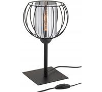 Licht-Erlebnisse Tischleuchte Corin Lampada Da Tavolo E27 Vetro Nero H:38 cm