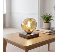 Licht-Erlebnisse Tischleuchte Da Comodino In Vetro Giallo Nero E14 17,5 cm