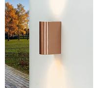 Licht-Erlebnisse Up Down light outdoor, applique GU10, lampada da esterno, in rame, IP44, L:6,8 cm, giardino, ingresso, terrazza, balcone, applique da esterno, lampada da esterno rotonda