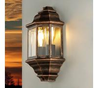 Licht-Erlebnisse Wandlampe Esterna IP44 E27 Rame Antik, 1 Luce, Alluminio Vetro