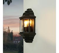 Licht-Erlebnisse Wandlampe Esterna IP44 In Alluminio Vetro H 43 cm 2x E27 Nero