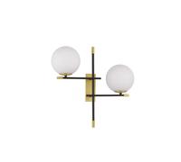 Licht-Erlebnisse Wandleuchte Irving Rotonda 44 cm Nero Bianco Oro Vetro G9