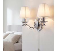 Licht-Erlebnisse Yorkshire Wandleuchte Crom Bianca Camera da Letto E14 Tessuto
