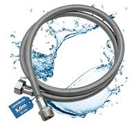 LICHTBLAU Tubo aquastop di prolunga resistente alla deformazione 5,0m collegamento lavatrice lavastoviglie I 2982 Tubo armato 3/4 pollici dritto/dritto e guarnizione I tubo carico universale
