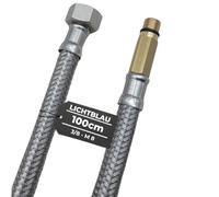 LICHTBLAU Tubo flessibile in acciaio inox, 100 cm, lunghezza 3/8 pollici su M8, adatto per acqua potabile, rubinetto ad angolo, tubo corazzato, rubinetto da cucina