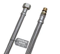 LICHTBLAU Tubo flessibile in acciaio inox, 40 cm, 3/8 pollici su M8, corto, adatto per acqua potabile, rubinetto angolare, tubo corazzato
