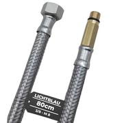 LICHTBLAU Tubo flessibile in acciaio inox, 80 cm, lunghezza 3/8 pollici su M8, adatto per acqua potabile, rubinetto, valvola angolare, tubo corazzato, rubinetto da cucina