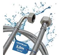 LICHTBLAU Tubo flessibile in acciaio inox antipiega, 2,5m, attacco 3/4", per lavatrice, lavastoviglie, tubo corazzato angolo/dritto, con guarnizione, universale utilizzabile