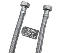 LICHTBLAU Tubo in acciaio inox antipiega, 80 cm, 1/2 pollici, adatto per acqua potabile, rubinetto, valvola angolare, tubo corazzato, rubinetto da cucina, bagno