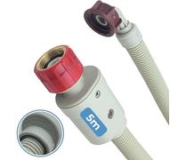 LICHTBLAU Tubo per acquastop, dimensioni 5,0 m, 2796, con verricello metallico, lavabile in lavastoviglie, angolo 3/4", dritto, con valvola di sicurezza e filtro per lo sporco, tubo di alimentazione