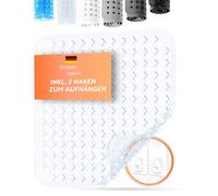 LICHTENHEIM Tappetino da doccia antiscivolo, 53 x 53 cm, con 2 ganci, design a rombi, antiscivolo, vasca da bagno, senza BPA, resistente alla muffa e lavabile (trasparente)