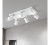 Lichtmaler Faretti LED Soffitto Lampada Soffitto Moderni Bianco 6 Faretti | Orientabili Lampadario Parete GU10 Illuminazione Soggiorno Cucina Salotto, Lampadina Non Inclusa, Base Quadrata