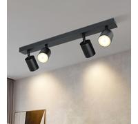 Lichtmaler Faretti LED Soffitto Lampada Soffitto Moderni Nero 4 Faretti | Orientabili Lampadario Parete GU10 Illuminazione Soggiorno Cucina Salotto, Lampadina Non Inclusa, Base Dritto