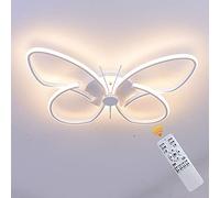 Lichtsse Plafoniera a LED, lampada da soffitto creativo farfalle, 42W 3150lm 64cm, con telecomando dimmerabile 3000-6000K, bianche moderne applique per soggiorno camera da letto camera dei bambini