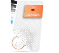 Lichttenheim, tappetino da doccia, antiscivolo, 88 x 39 cm, con 2 ganci, design a rombi, tappetino antiscivolo per vasca da bagno, senza BPA, resistente alla muffa e lavabile (bianco)