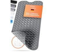 Lichttenheim, tappetino da doccia antiscivolo, sensitivo, 100 x 40 cm, con 2 ganci, tappetino antiscivolo per vasca da bagno, senza BPA, resistente alla muffa e lavabile (antracite)